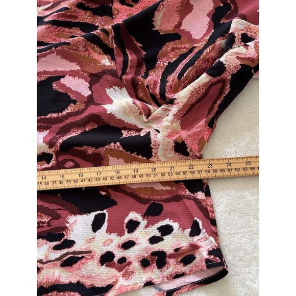 Umgee Shirt Large Button Front Relaxed Pink Black Cheetah Flowy Lightweight Boxy - Picture 9 of 10